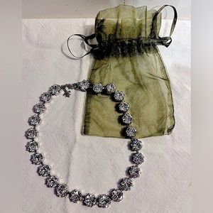 Silver and crystal choker style necklace